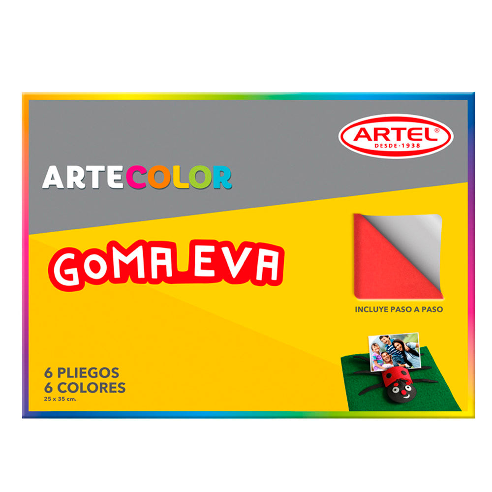Estuche Goma Eva 6 Pliegos 6 Colores