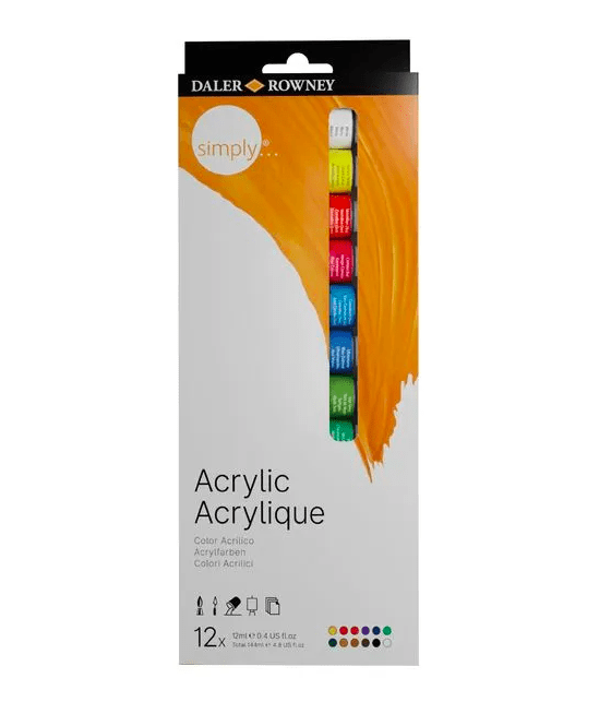 Set Simply Acrylic Daler Rowney 12 Pomos x 12ml