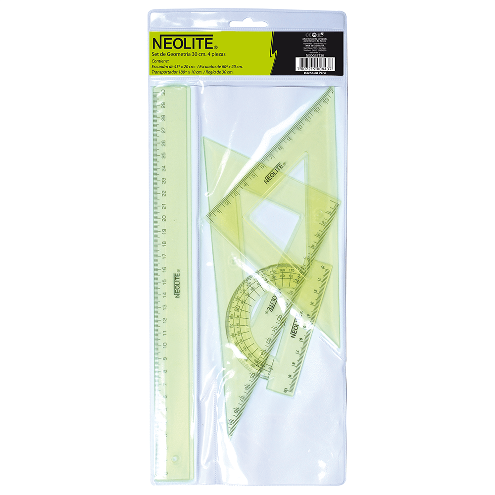 Set Geometría 30cm Green 4 Piezas