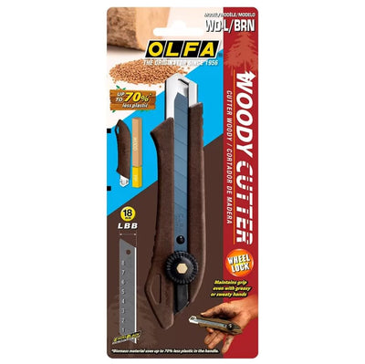 Cuchillo Olfa 18mm Wd-L/Brn Cuerpo de Madera + Seguro Manual
