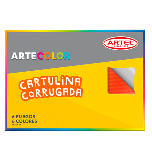 Estuche Cartulina Corrugada 6 Pliegos 6 Colores