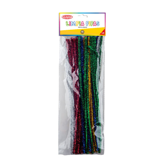 Limpia Pipas De Colores Metalizados 40un