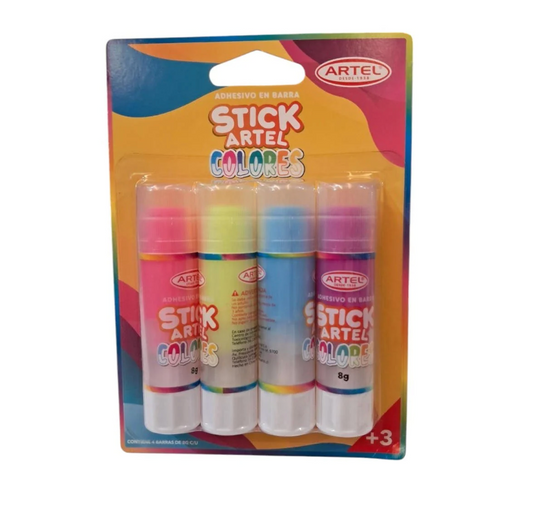 Pack Adhesivo en barra 4 unidades colores