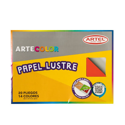 Estuche Papel Lustre 20 Pliegos 14 Colores
